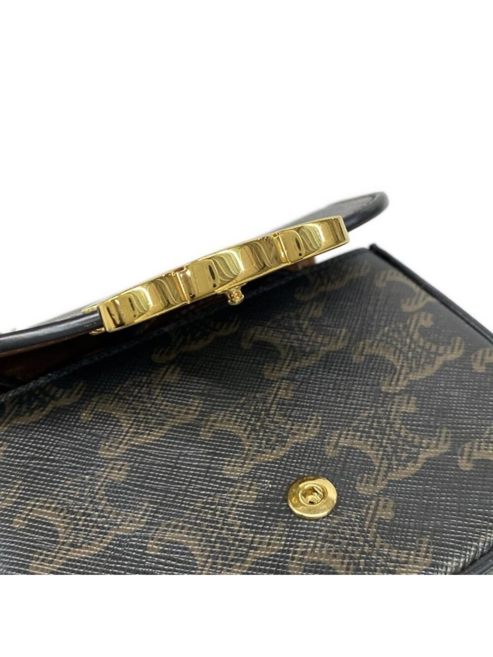 ★SOLD★ Celine Shoulder Bag Mini Triomphe Black Dark Brown Leather - Picture 11 of 15